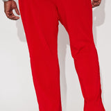 Gírame hacia arriba Pantalones plisados con broche lateral - Rojo