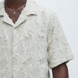 Camisa Frayed Jacquard Linen - Hueso