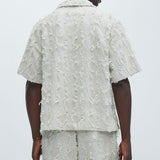 Camisa Frayed Jacquard Linen - Hueso