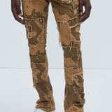 Pantalón Apilado De Pierna Ancha Be Square - Camuflaje
