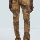 Pantalón Apilado De Pierna Ancha Be Square - Camuflaje