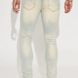 Buenos Días Jeans Ajustados Rotos apilados - Lavado Claro