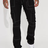 Pantalón On Your Mind Stacked Flare Nylon - Negro