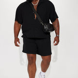 Abotonado Follow Me Textured Short Sleeve - Negro