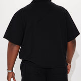 Abotonado Follow Me Textured Short Sleeve - Negro