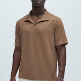 Camisa Polo Easton Geo Textured Johnny Collar - Café
