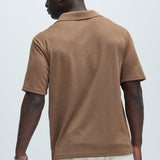 Camisa Polo Easton Geo Textured Johnny Collar - Café