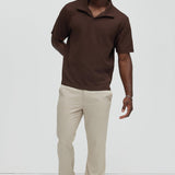 Camisa Burley Geo Textured Johnny Collar - Café