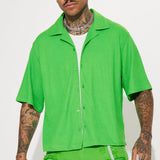 Camisa Rocky Road Textured Cuban - Verde