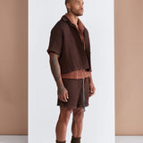 Camisa Abotonada Dimensional Textured - Café Oscuro