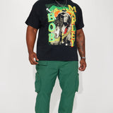 Camisa De Manga Corta Bob Marley Rasta Flag - Negro