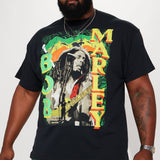 Camisa De Manga Corta Bob Marley Rasta Flag - Negro