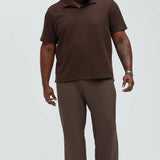 Camisa Burley Geo Textured Johnny Collar - Café