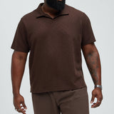Camisa Burley Geo Textured Johnny Collar - Café
