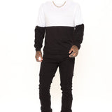 Suéter DeAngelo Colorblocked Turtleneck - Blanco Negro