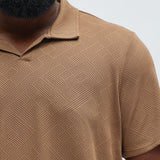 Camisa Polo Easton Geo Textured Johnny Collar - Café