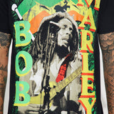 Camisa De Manga Corta Bob Marley Rasta Flag - Negro