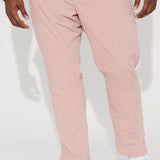 Pantalones slim con textura y abertura en la parte inferior - Malva