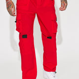 Pantalones de carga de nylon en rojo Fall Back