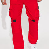 Pantalones de carga de nylon en rojo Fall Back