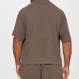 Camisa Abotonada Can't Quit Textured Linen - Café