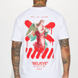 Camisa De Manga Corta Never Stop Believing - Blanco