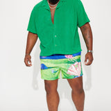 Camisa Dipped Terry Short Sleeve Cuban - Verde