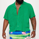 Camisa Dipped Terry Short Sleeve Cuban - Verde