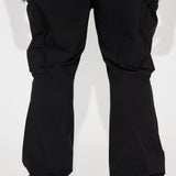 Pantalones de pierna ancha de nylon para un día largo - negro.