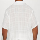 Dibuja la línea Camisa de botones con textura - Blanco