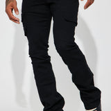 Pantalón Apilado De Pierna Ancha Nasty Habits Cargo - Negro