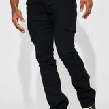 Pantalón Apilado De Pierna Ancha Nasty Habits Cargo - Negro