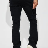 Pantalón Apilado De Pierna Ancha Nasty Habits Cargo - Negro