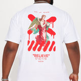 Camisa De Manga Corta Never Stop Believing - Blanco