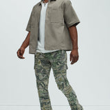 Pantalón Frayed Panel Me Right Slim Flare - Camuflaje