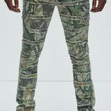 Pantalón Frayed Panel Me Right Slim Flare - Camuflaje