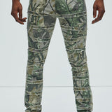 Pantalón Frayed Panel Me Right Slim Flare - Camuflaje