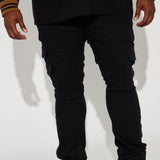 Pantalón Apilado De Pierna Ancha Nasty Habits Cargo - Negro