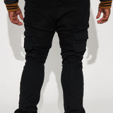 Pantalón Apilado De Pierna Ancha Nasty Habits Cargo - Negro