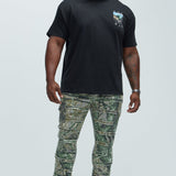 Pantalón Frayed Panel Me Right Slim Flare - Camuflaje