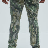 Pantalón Frayed Panel Me Right Slim Flare - Camuflaje