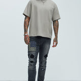 Camisa De Manga Corta Oversized Heavyweight - Gris Pardo