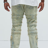 Pantalón De Mezclilla We Good Frayed Cargo Straight - Deslavado Medio