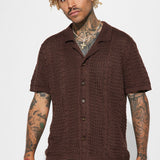 Abotonado Unwind Cable Knit Short Sleeve - Dark Brown