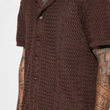 Abotonado Unwind Cable Knit Short Sleeve - Dark Brown