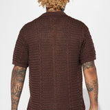 Abotonado Unwind Cable Knit Short Sleeve - Dark Brown