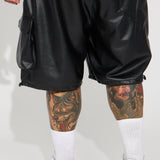 Shorts Stunttin' On These Faux Leather Cargo - Negro