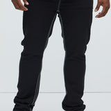 Pantalón Easy Contrast Stitch Skinny Flared - Negro