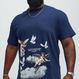 Camisa De Manga Corta Angels In The Sky - Azul Marino