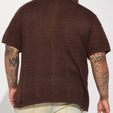 Abotonado Unwind Cable Knit Short Sleeve - Dark Brown